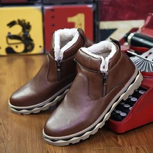 Мужские Ботильоны зимняя мужская теплая короткая плюшевая прогулочная обувь ботинки на меху Мужская теплая Уличная обувь, мужские зимние ботинки, размер 44