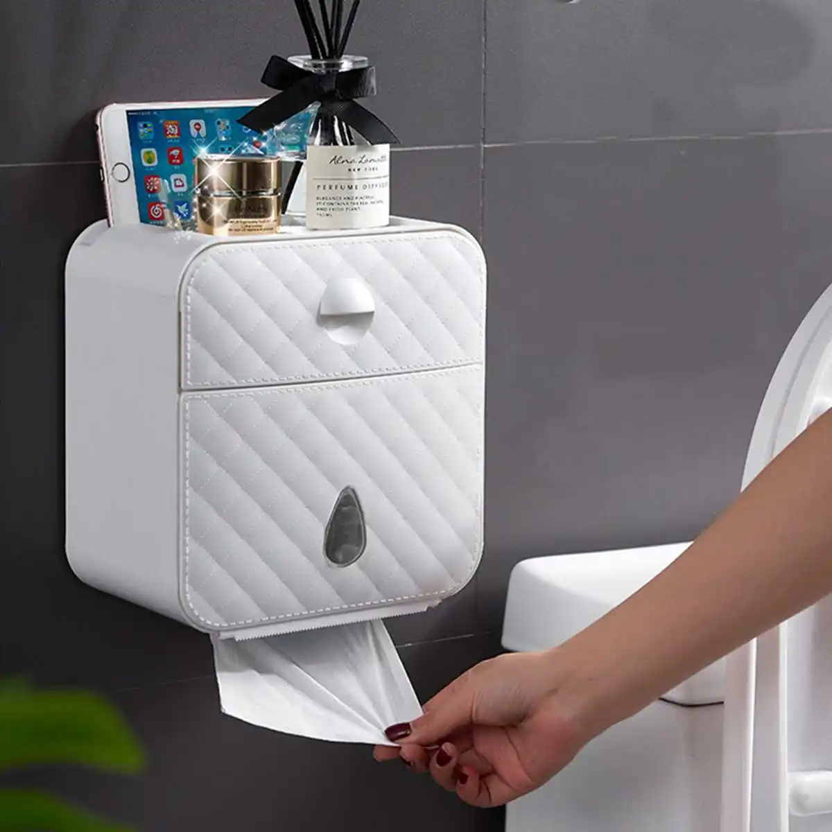 Настенный Пластик Туалет Бумага держатель, коробка для салфеток Чехол Белый стеллаж для хранения Диспенсер для салфеток Организатор Аксессуары для ванной комнаты