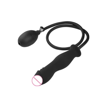 Inflatable Anal Plug Soft Black Pump Up Air-filled Silicone Butt Plug Anal Dilator Anus Massager Sex Toy for Men Woman Gay 6