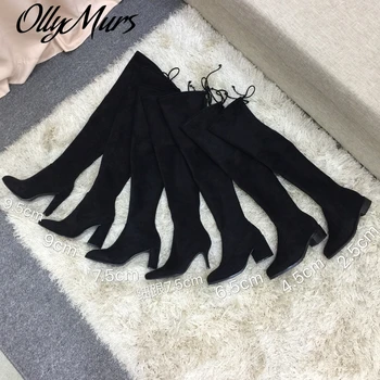 

Women's Boots Genuine Leather Suede Black Boots For Winter New Fashion Casual Boots Over The Knee Ladies Boots Large Size 34-42