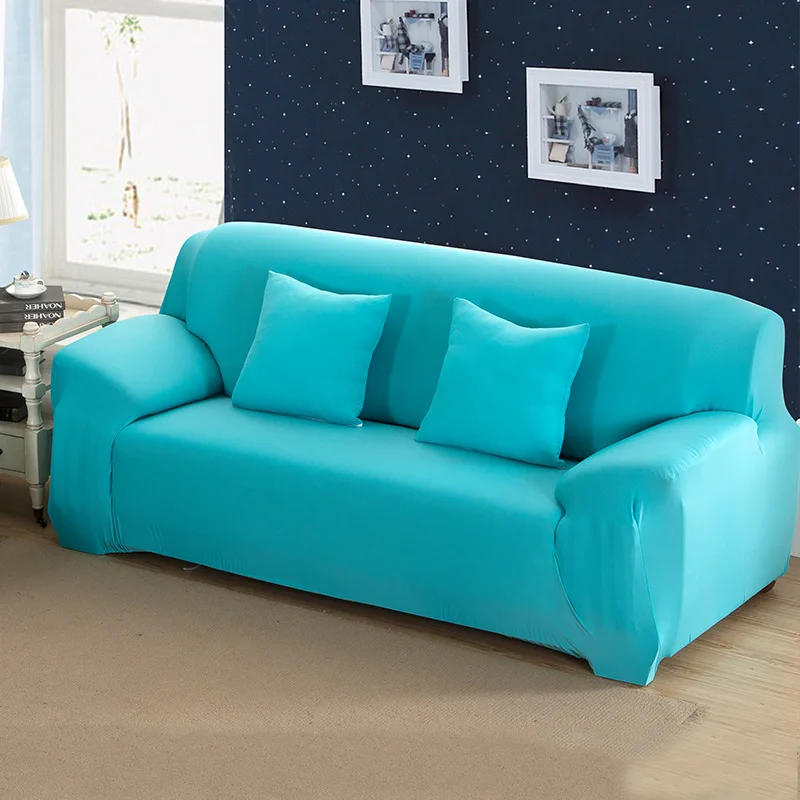 solid color Sofa Cover Set Couch Cover Elastic Corner Sofa Covers for Living Room Stretch L Shaped Chaise Longue Slipcover - Цвет: light blue