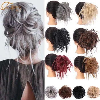

TALANG Messy Chignon Scrunchie Short Straight Synthetic Hair Bun With Elastic Band Updo Hairpiece Heat Resistant For Women