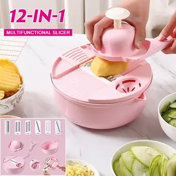 

12 IN 1 Multi-Cutter For Vegetables Manual Vegetable Cutter Grater Carrot Potato Slicer Grater For Vegetable Kitchen Tools