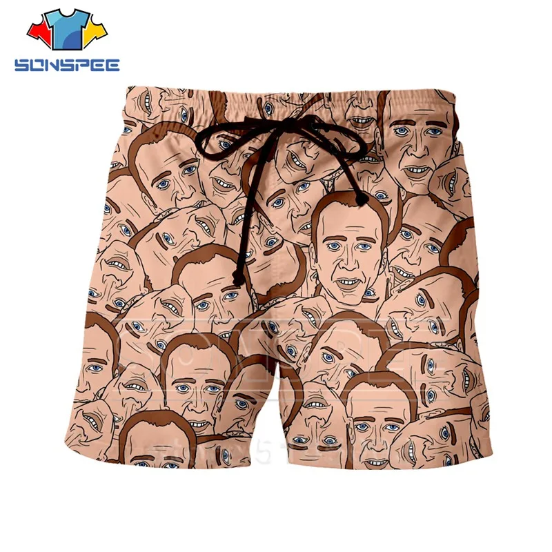 Николя клетка шорты летние новые для мужчин женщин 3D принт актер пляж Хип Хоп Уличная мода спортивные фитнес свободные эластичные брюки C037-09