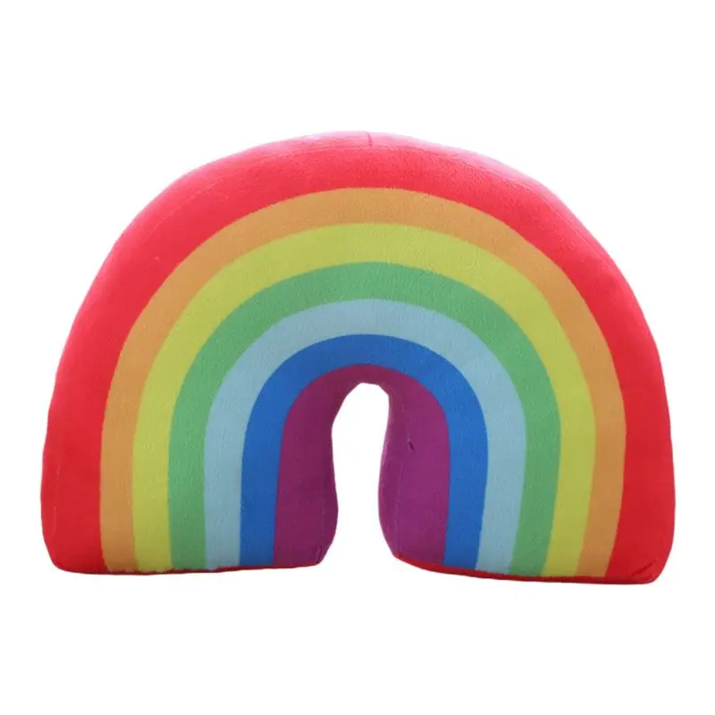 Arco Iris de los niños en forma de U cuello almohada cojín de la cabeza de peluche de juguete de los niños decoración de la habitación