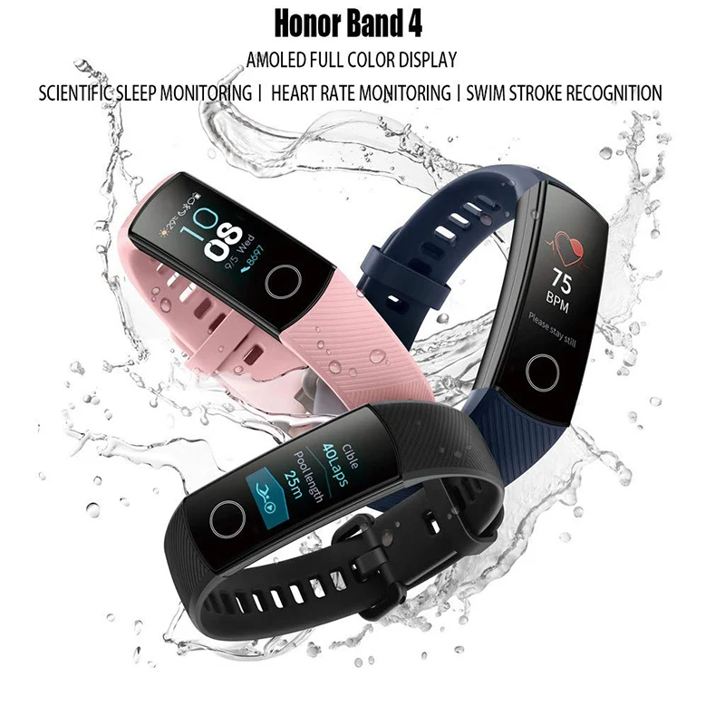 huawei Honor Band 3/4, умный Браслет Honor Band 4, фитнес-браслет, 0,91 дюймов, OLED тачпад, пульсометр, смарт-браслет