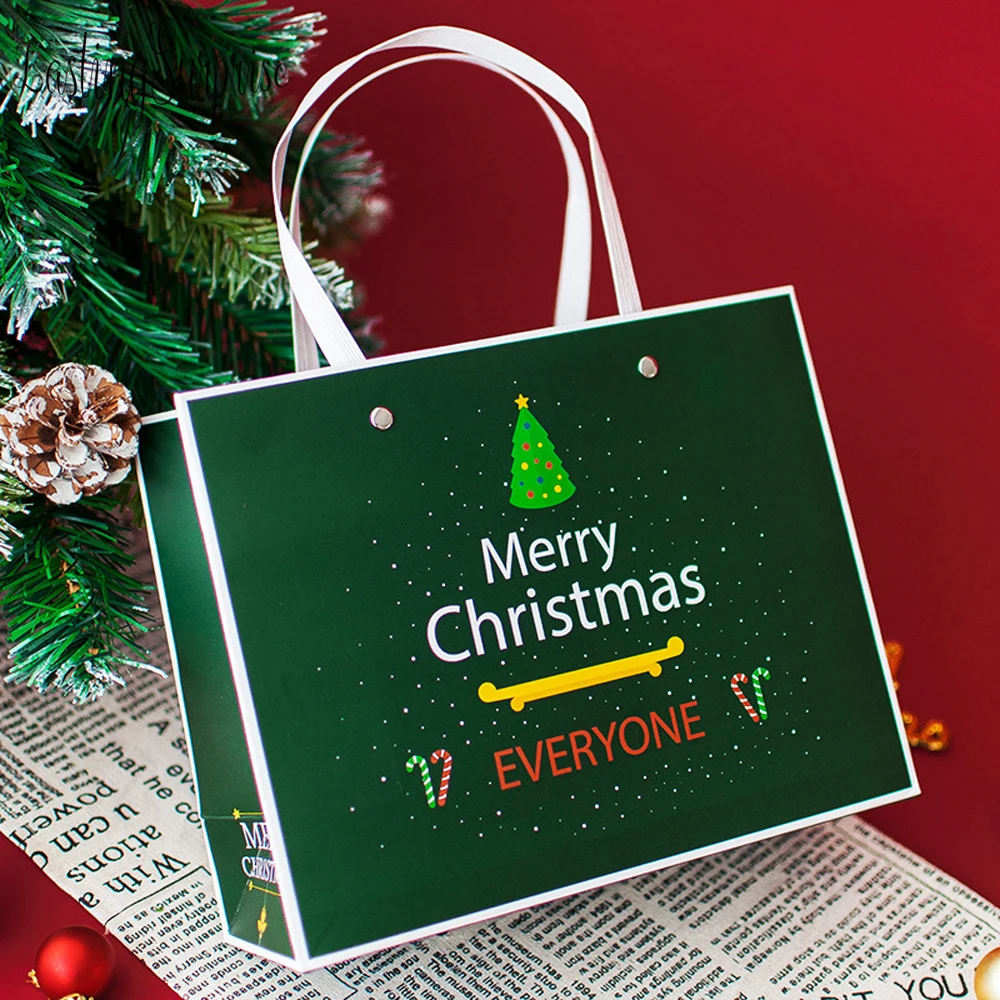 2 шт бумажные подарочные пакеты с ручками для рождественских праздников, бумажные пакетики для еды, чайные пакетики, вечерние подарочные пакеты для рождественских праздников
