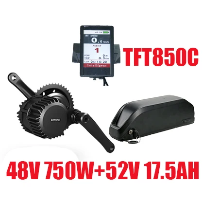 48V750W850C52V17.5AH Фара для электровелосипеда в мотор 48В 750 Вт Bafang Электрический велосипед Mid приводной двигатель с Батарея 48V 52 V 13/14. 5/17. 5ah Электрический велосипед Conversion Kit - Цвет: 48V750W850C52V17.5AH