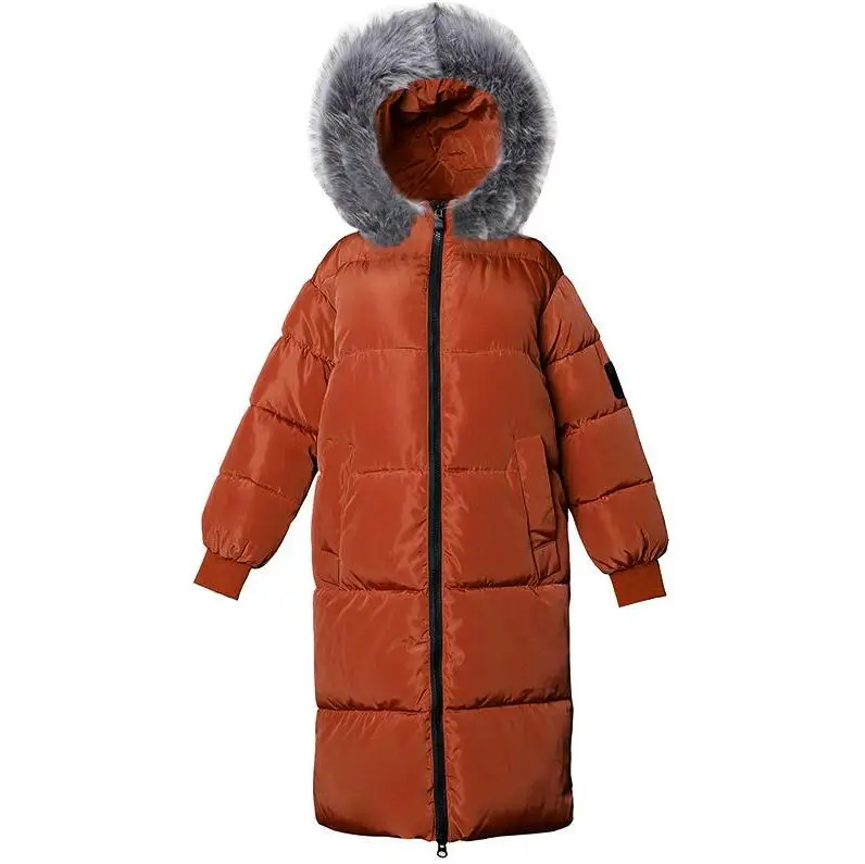 Женское зимнее пальто больших размеров, большой меховой пуховик, женские пальто больших размеров 5XL 6XL 7XL, теплые зимние куртки с капюшоном, женские длинные парки - Цвет: Brown