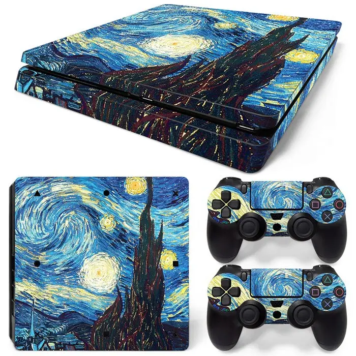 0734 Небесный дизайн для PS4 тонкая консоль и контроллеры наклейки для ps4 тонкая кожа Наклейка для ps4 тонкая виниловая наклейка - Цвет: 0734
