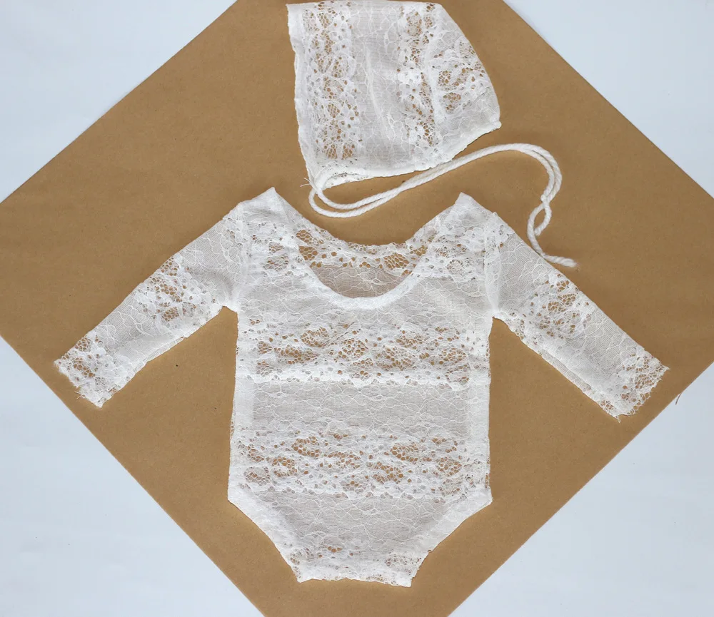 

New Style Photography for Children Clothing Newborns Lace Clothes BABY'S FIRST Month Baptism Infant Princess Hat Clothes