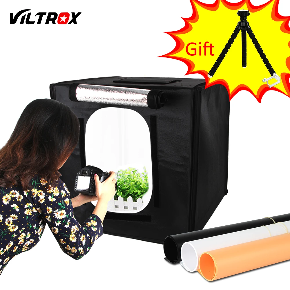 Viltrox 40*40 см светодиодный софтбокс для фотостудии световая палатка Мягкая коробка+ адаптер переменного тока+ фоны для камеры телефона DSLR ювелирные изделия игрушки обувь