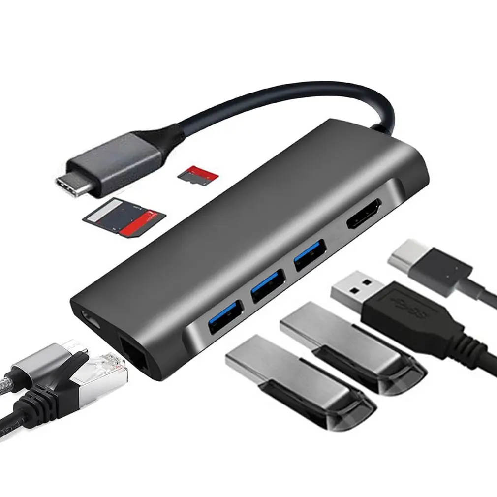 Usb C концентратор 8 в 1 взаимный обмен данными между компьютером и периферийными устройствами C адаптер к Hdmi с Ethernet Microsd/Sd устройство для чтения карт Профессиональный модная быстрая портативность