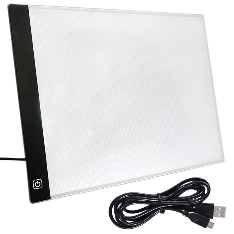 1 Set Led Lighted Drawing Board Ultra A4 Drawing Table Tablet Light Pad Sketch Book Blank Canvas& 1 Set Dimming Digital Tablet