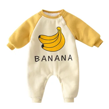 

Fashion Baby Clothes Chic Newborn Baby Rompers Banana Printed Toddler Overalls Warm Baby Jumpsuit infant Outfits Cartoon Pajamas