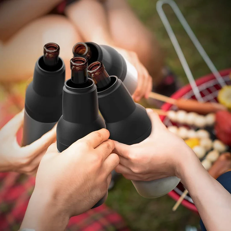 GOALONE 2 in 1 Beer Can Vacuum Insulated Double Walled Stainless Steel Beer Bottle Holder with Opener BPA Free Cooler