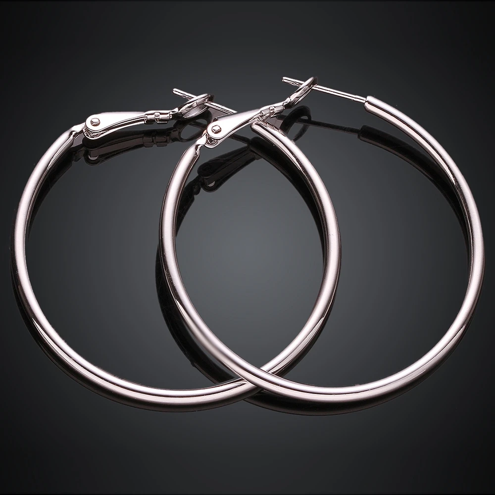 Женские стерлингового серебра 925 круглая серьга круга 60 мм круглый круг серебряные серьги