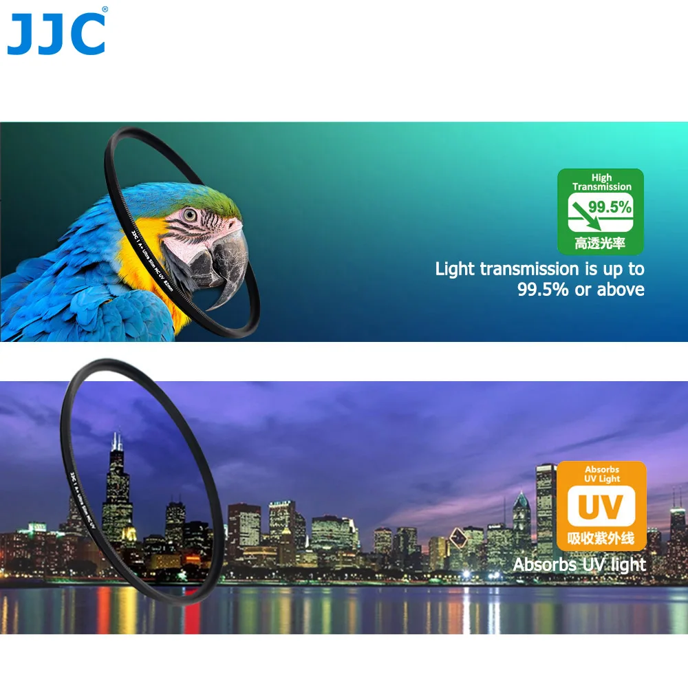 Camera lens filter JJC 39mm UV MC Ultra Slim Multi Coated for Fujifilm XS10 XT4 XE4 XA7 XPro3 XT30 on Fujifilm XF 27mm F2.8 R WR