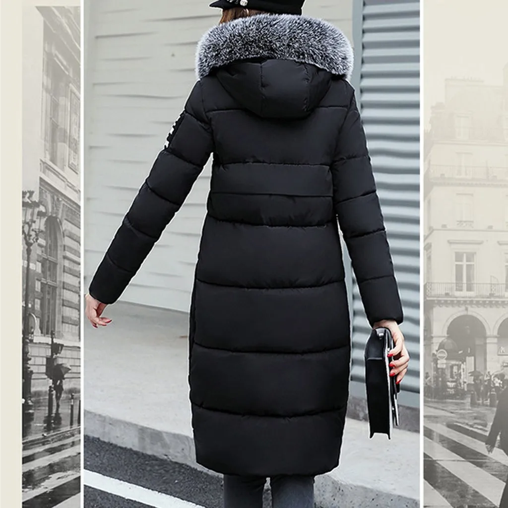 Женские повседневные парки, зимняя теплая хлопковая куртка с капюшоном, пальто с длинными рукавами на молнии, длинные пальто, верхняя одежда с карманами, черные куртки, топы
