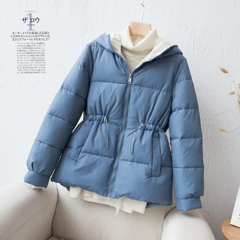 Женское короткое хлопковое пальто размера плюс XXL в стиле Харадзюку, зимняя женская куртка, Женская куртка, хлопковая куртка-парка - Цвет: Синий