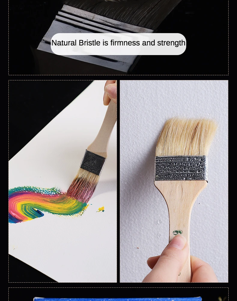 Art Paint Brush 12Pcs/Set Watercolor oil Pig Bristle Easy To Clean wooden BBQ scrubbing
