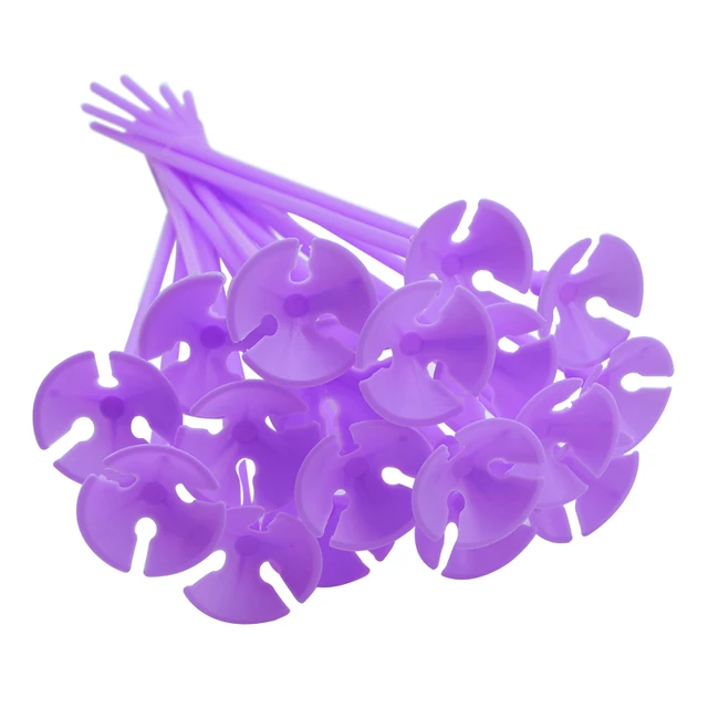 10-50pcs 30cm Latex Balloon Stick Multicolor Plastic Balloon Holder Cups for Wedding Birthday Decoration Accessories B04-Purple