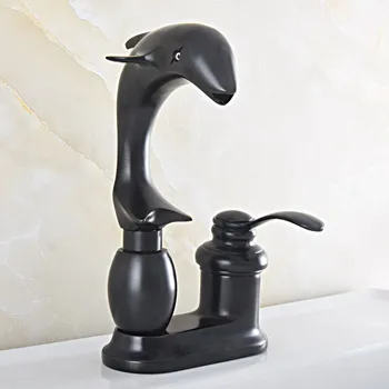 

Black Oil Rubbed Brass Dolphin Shape Two Holes Basin Kitchen Bathroom Vanity Sink 4" Centerset Lavatory Faucet Mixer Tap asf830