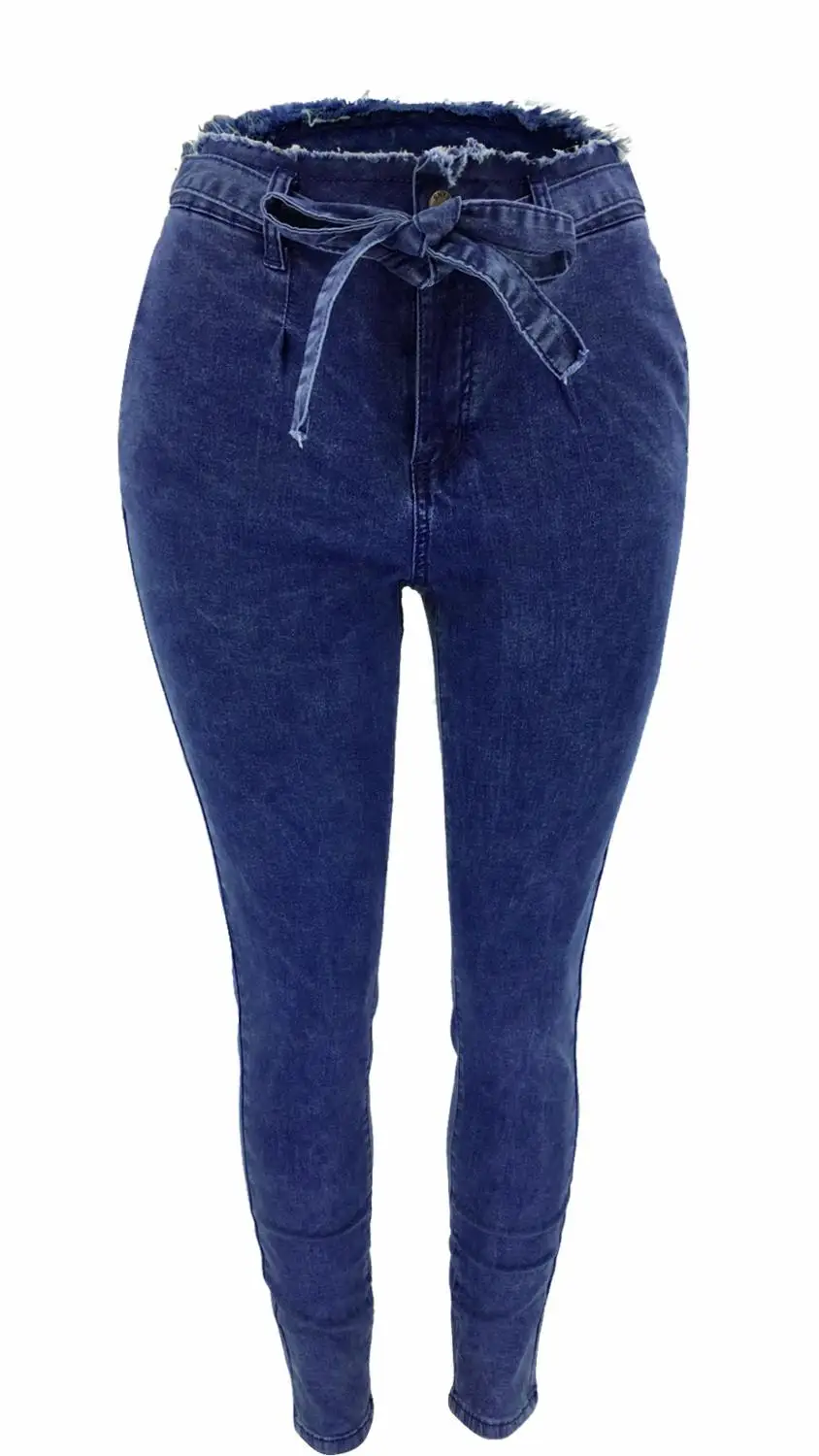 New waist lace up skinny jeans women high waist slim pencil pants high street hot sale lady fashion denim pants MCK005