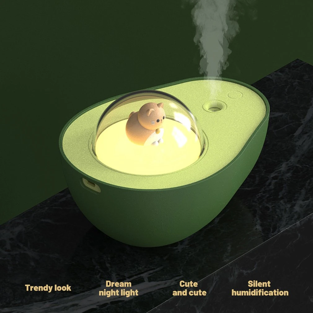 Avocado Aroma Diffuser 1200Mah Battery Usb Powered Air Humidifier with Ambient Lighting Desktop Decoration Children's Gift
