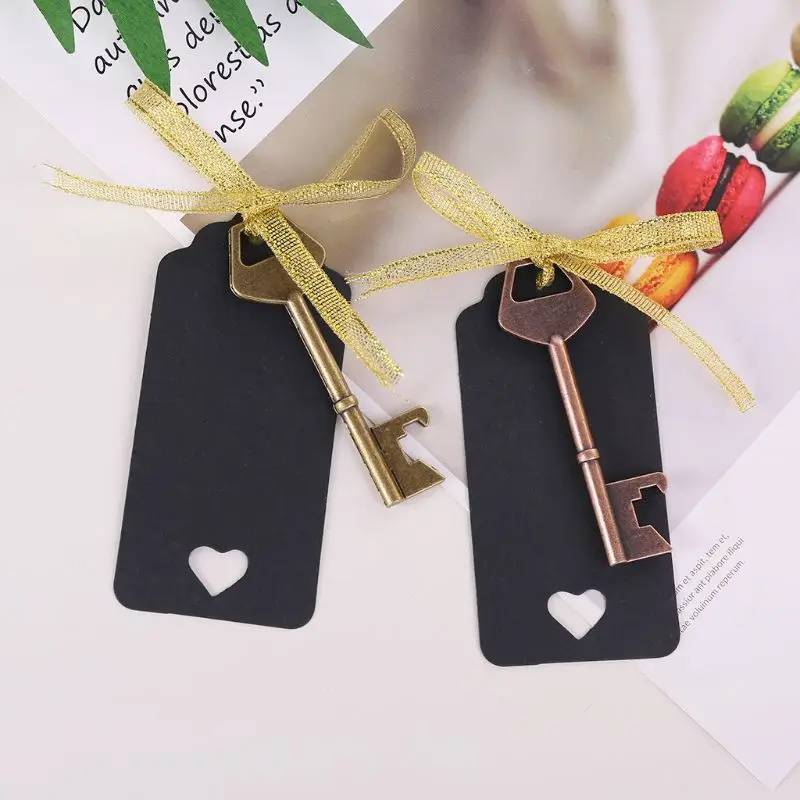 50x Vintage Key Beer Bottle Opener with Tag Label Stickers Wedding Party Favors