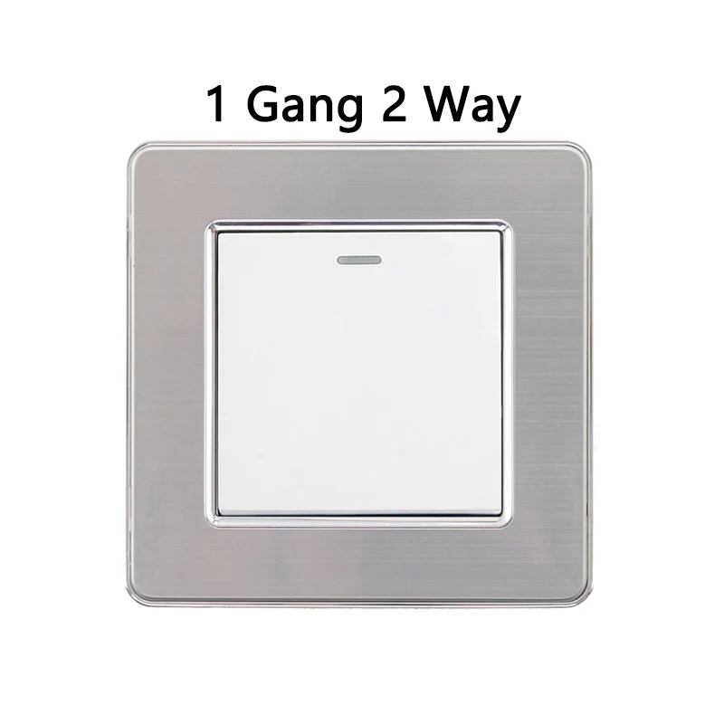 1 Gang 2 Way Atlectric 1, 2, 3, 4 комплекта, 1, 2 позиционный кнопочный светильник, переключатель из нержавеющей стали, панель, розетка, ЕС, FR, французский светильник, розетка, светильник - Цвет: 1 Gang 2 Way