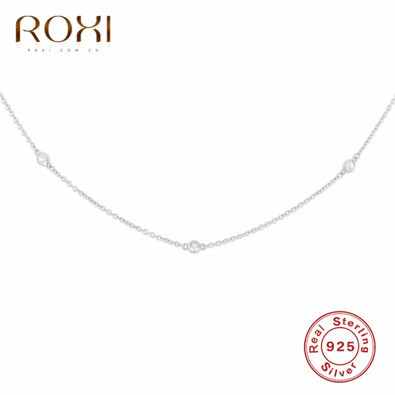 ROXI 925 Sterling Silver Crystal Necklaces & Pendant Statement Neckalce for Women Clavicle Chain Necklace Choker Collier Femme - Image 4