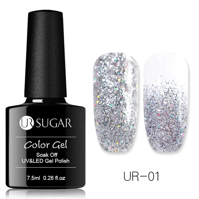 Glitter 1 UR SUGAR 7,5 мл голографический гель для ногтей с блёстками лак коричневый серия Серебристые, лазерные блестки гель замачивание уф светодиодный гель лак для ногтей, маникюр - Цвет: Glitter 1