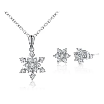 

CSHOU92 Snowflake earrings necklace set creative ice and snow two sets of women jewelry
