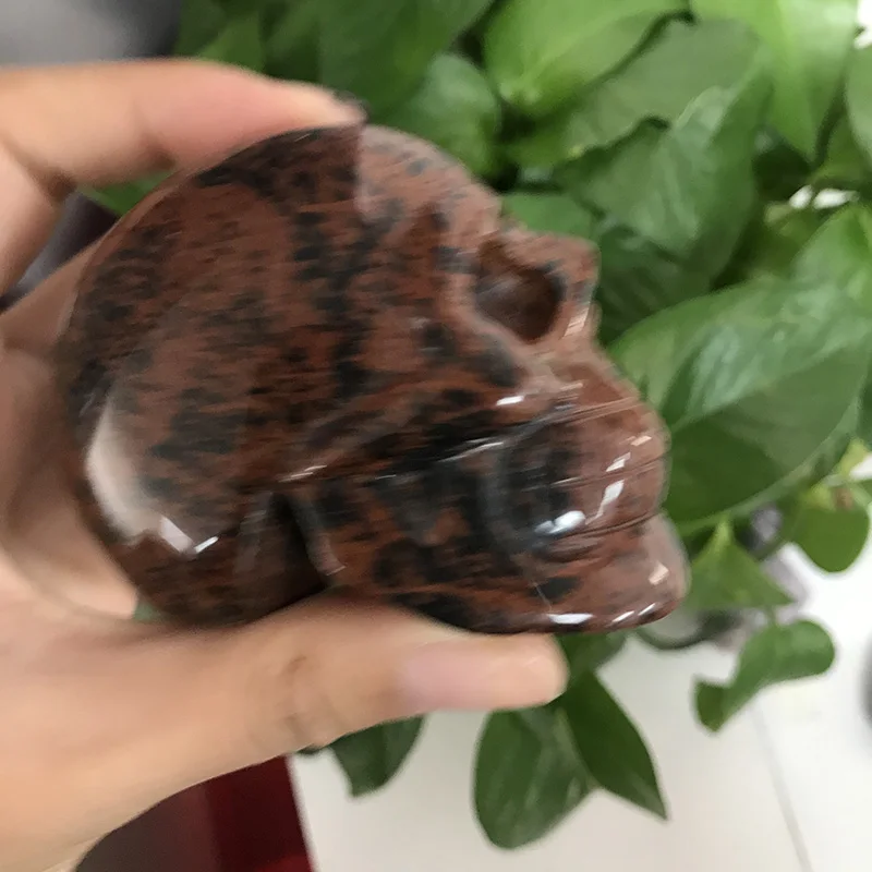 High Quality Wholesale 3 inch Red Obsidian Skull Figurine Hand Carved Skull Crystal For Home Decoration for Gift TP