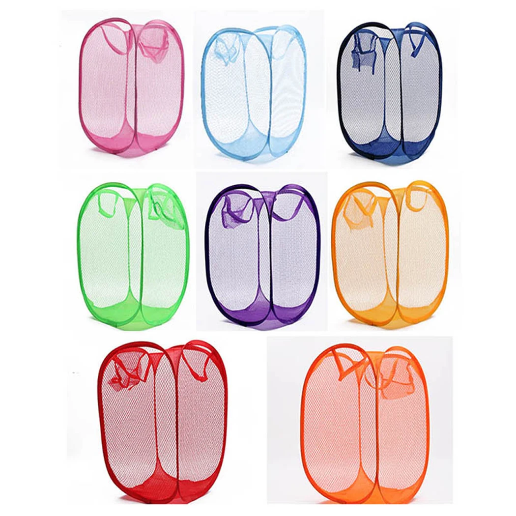 1PC Mesh Laundry Hamper Foldable Breathable Clothes Bin Towels Bags Toys Basket Household Versatile Sundries Storage Organizer
