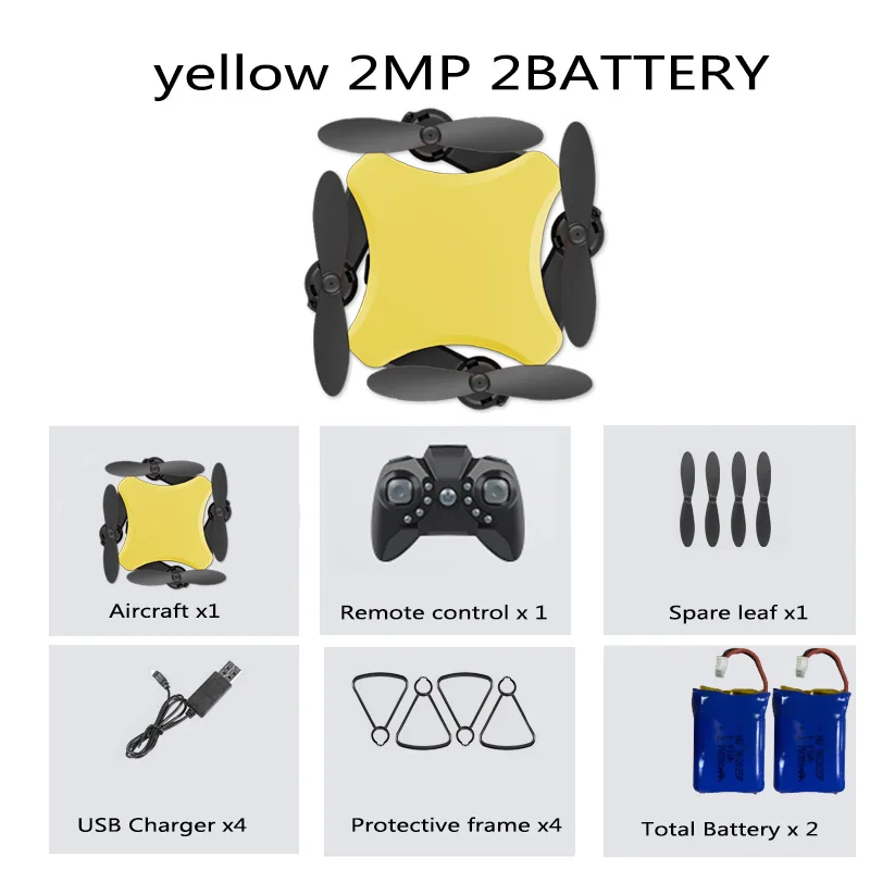 yellow 720P 2B Bag KY902S мини-Дрон 4k HD камера креативный DIY дизайн пять цветов RC складной Квадрокоптер пульт дистанционного управления игрушка для детей - Цвет: yellow 720P 2B Bag