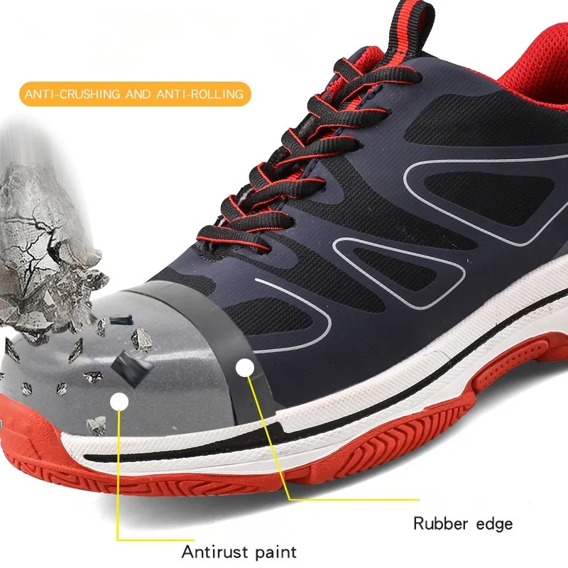 Lightweight Steel Toe Cap Safety Shoes Men Women Puncture Proof Construction Work sneakers New anti-skid Breathable boots | Спорт и