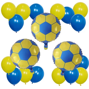 

19pcs/lot 18 inch Round Football Foil Balloons Baby Birthday Party Soccer Helium Globos 10inch White Black Latex Decoration Ball