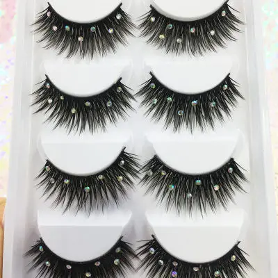 1 Box 5 Pairs YOKPN, 5 пар, накладные ресницы, сценические, алмазные, искусственные ресницы, толстые, Преувеличенные, длинные ресницы, мерцающие, макияж, ресницы - Цвет: 1 Box 5 Pairs
