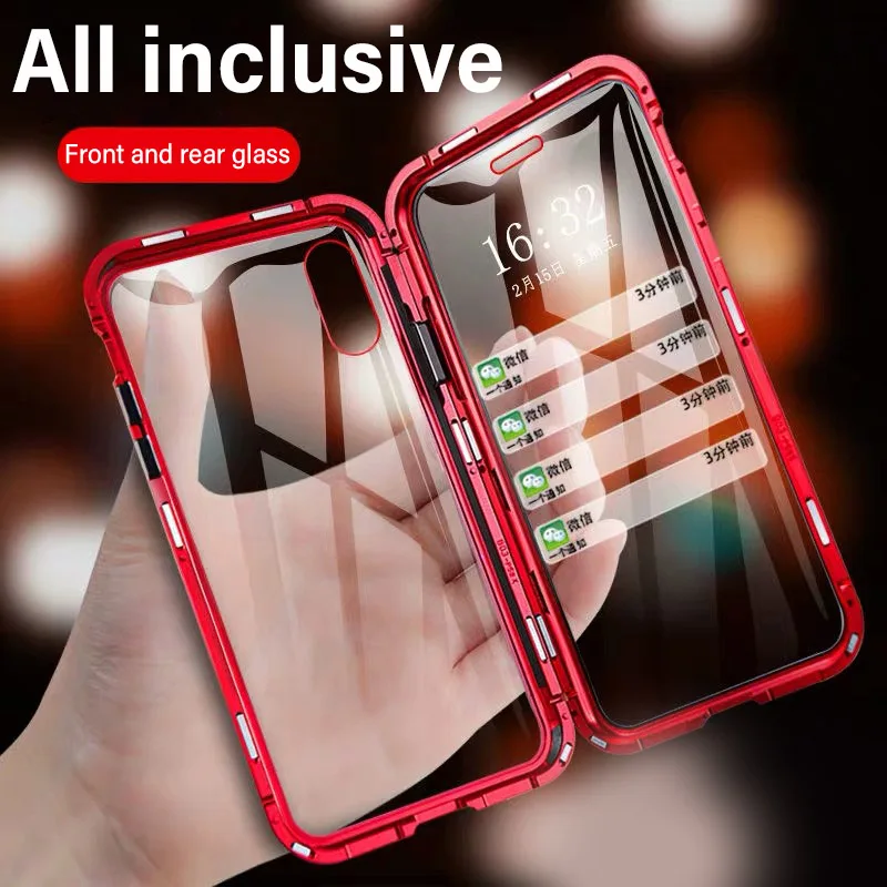 

Double Sided Magnetic Adsorption Metal Glass Case For iPhone 7 8 Plus 6 6S Full Protective For iPhone X XS Max XR Cover Coque