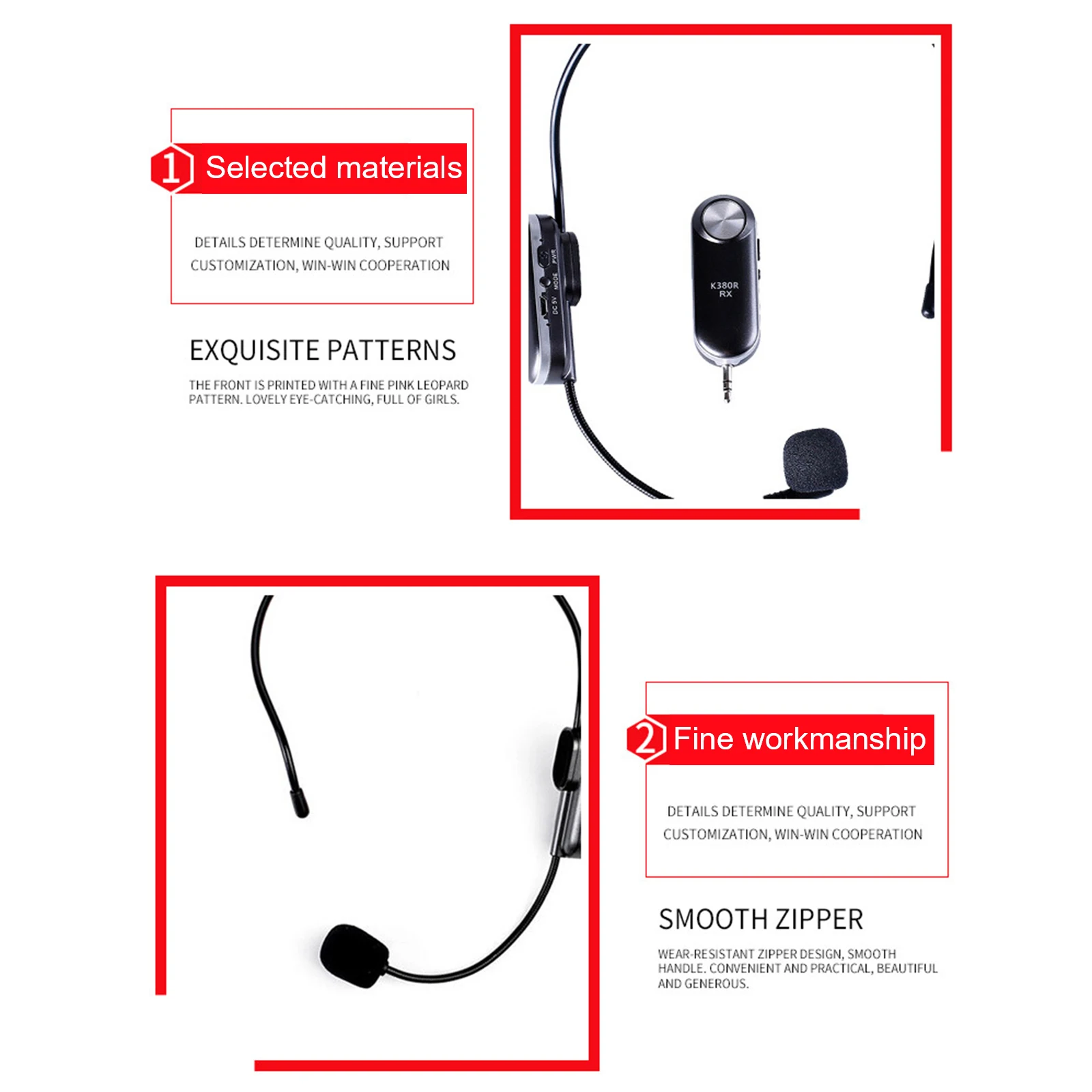 Headphone Wireless Microphone Microphone Headset Microphones FM Over Head BT Noise Cancelling Hands free Wireless Microphone