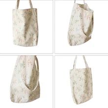 Женская Цветочная хлопковая Льняная сумка на одно плечо для покупок, Большая вместительная Повседневная пляжная сумка-портфель, сумка для путешествий