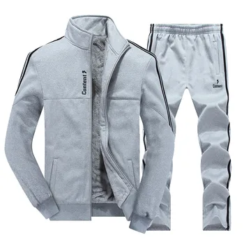 

New Winter Men's Sets Plus Velvet Men Sport Suits Sportswear Set Fitness Warm Tracksuit Zip Pocket Male's Casual Clothing