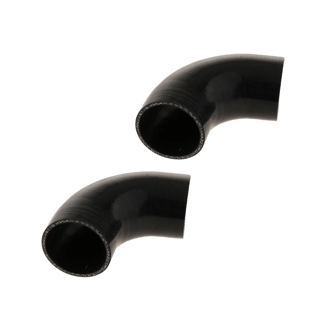 2Pieces 90 Degree 4-Ply High Performance Elbow Coupler Silicone Hose for Auto Car 2.5inch/63mm Black