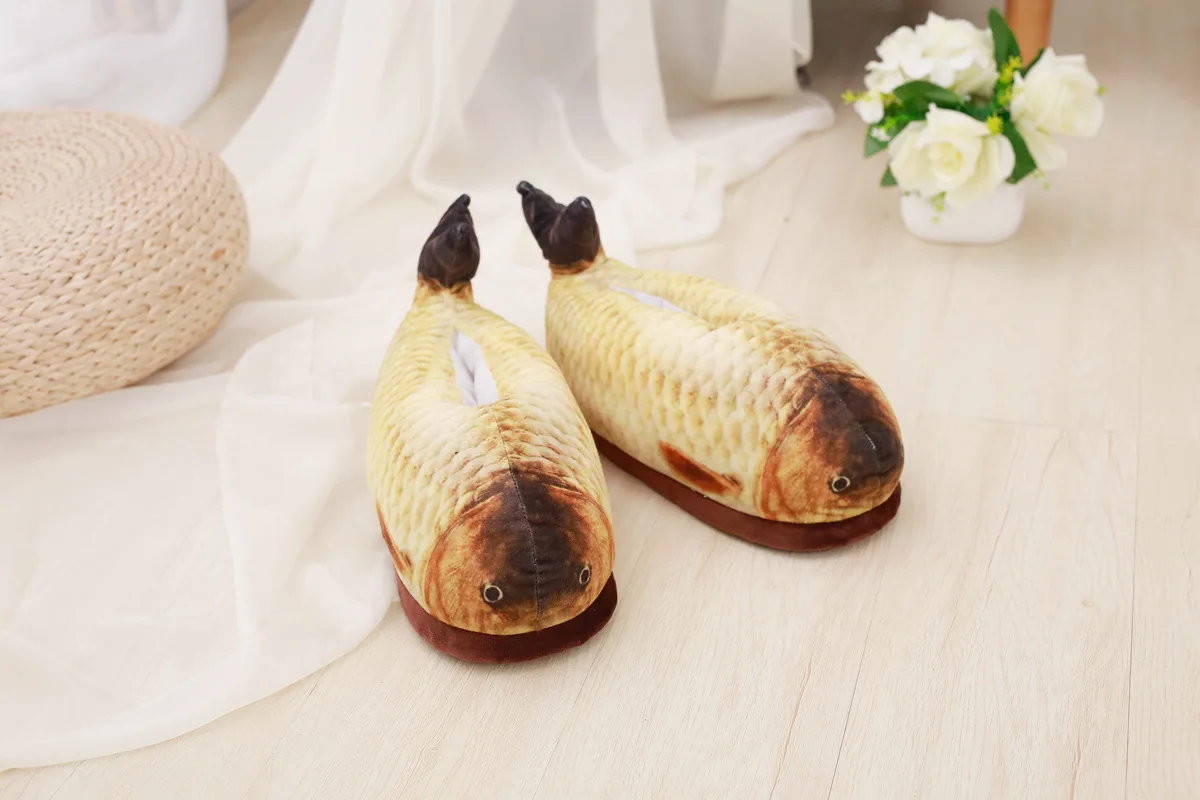 Тапочки с рыбьим каблуком; мягкие реалистичные животные; водная крусия; рыбки; обувь; домашние тапочки; нескользящая тканевая подошва в горошек; подарок для мужчин