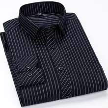 Большие размеры XXXL 4XL 5XL 6XL среднего возраста русские Популярные полосатые деловые мужские рубашки нежелезные дизайн умная повседневная мужская одежда