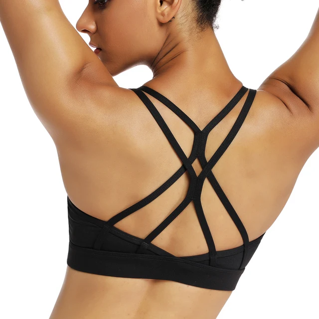 Large Size Strappy Sports Bra Fitness Crisscross Back Women Sport Bra Light Support Top Brassiere Bra