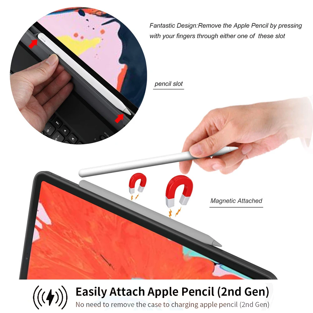 7 цветов клавиатура для планшета с подсветкой для iPad Pro 11 дюймов Bluetooth клавиатура и текстура кожи из искусственной кожи защитный чехол для планшета