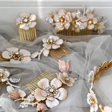 Винтажный цветочный гребень для волос в виде листьев зажим Хрустальный головной убор со стразами невесты тиары головной убор Свадебные украшения Свадебные аксессуары m239